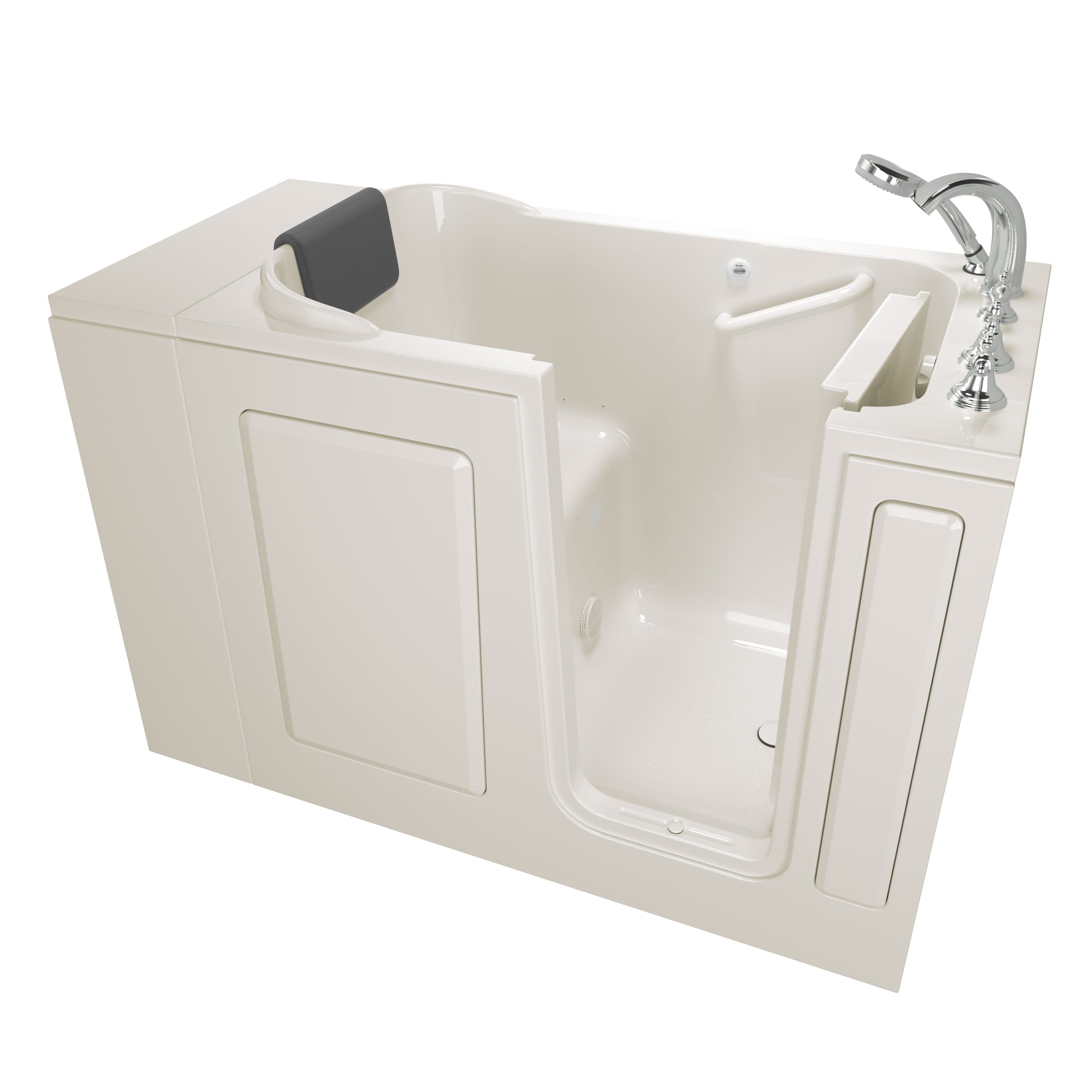 Gelcoat Premium Series 28 x 48 Inch Walk in Tub With Soaker System   Right Hand Drain With Faucet WIB LINEN
